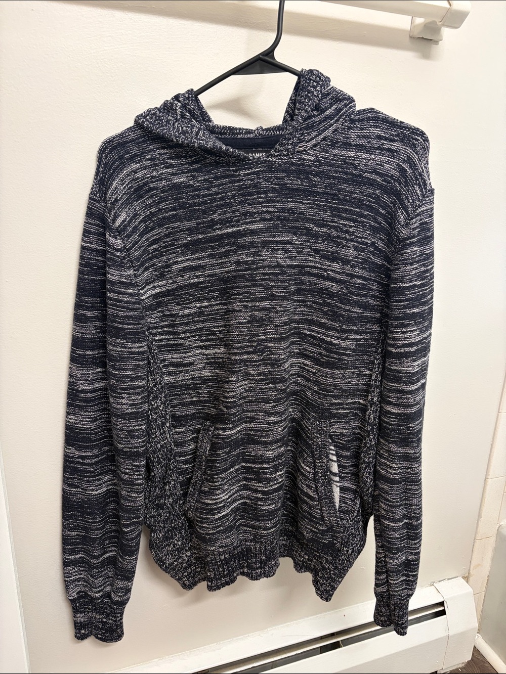 Men's Marled Crewneck Hoodie Sweater in Navy and White